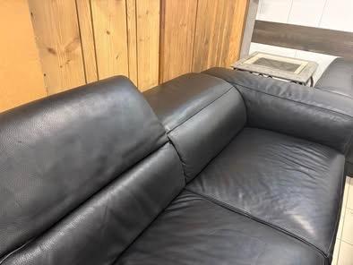 Salon en cuir noir, Maison & Meubles, 100 à 125 cm, Banc droit, Comme neuf, Enlèvement