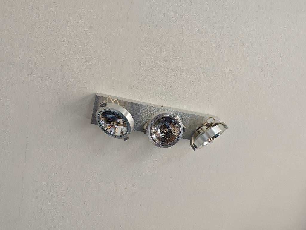 Moderne plafondspot met 3 verstelbare spots, Huis en Inrichting, Ophalen, Halogeen, Gebruikt, Metaal of Aluminium