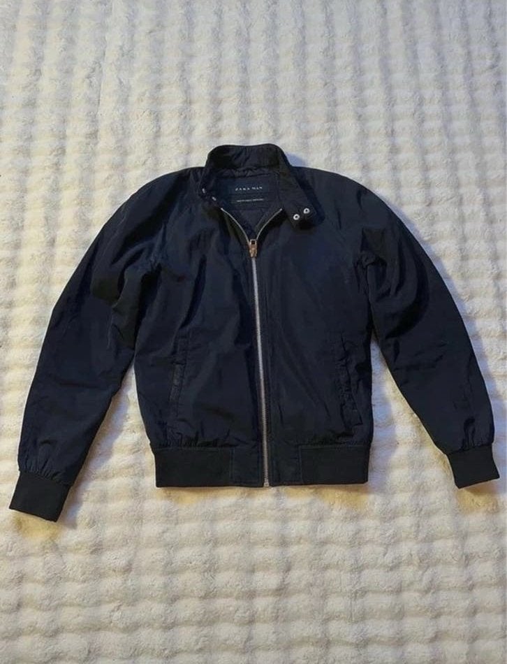 Zara Veste Harrington bleu marine – M – Zip col montant, Enlèvement ou Envoi, Porté, Taille 46 (S) ou plus petite, Bleu
