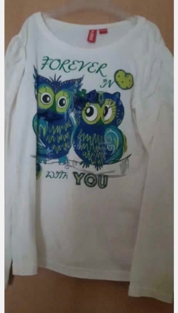 Longsleeve met uilen maat 128/134, Kinderen en Baby's, Kinderkleding | Maat 128, Verzenden, C&A, Shirt of Longsleeve