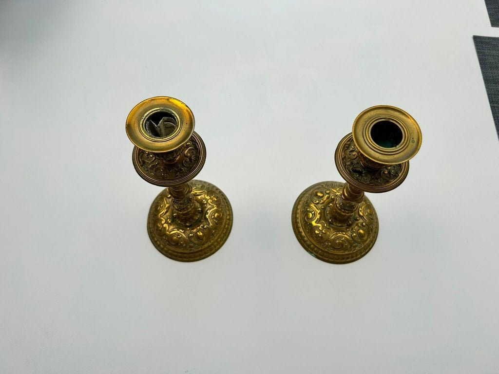 Bronzen kandelaars, Antiek en Kunst, Ophalen, Koper of Brons