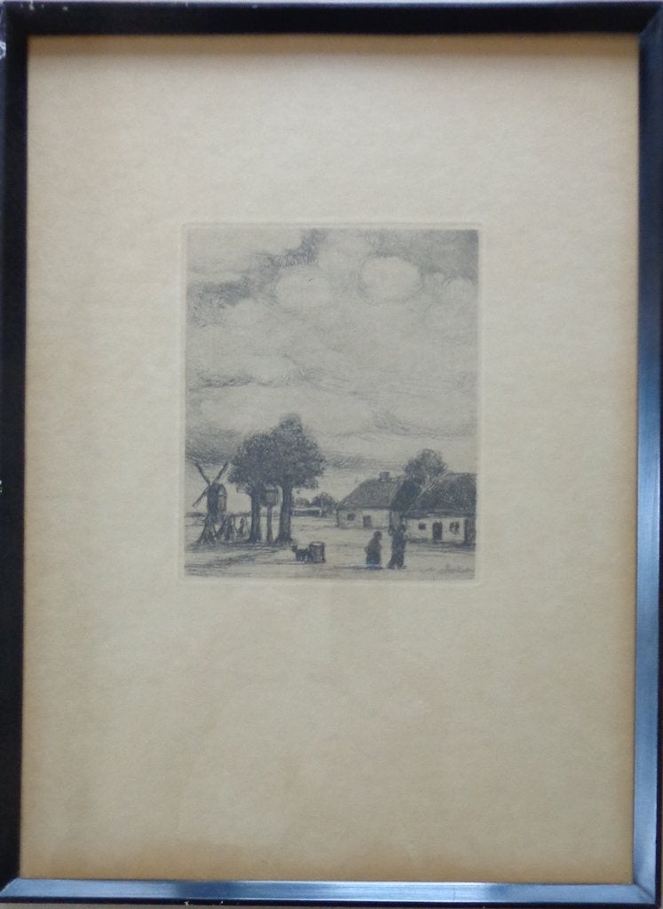 JAKOB SMITS / HET KAPELLETJE / ZW-W ETS / 43x32cm / KADER, Antiquités & Art, Édition limitée, Enlèvement ou Envoi, Paysages, Eau-forte