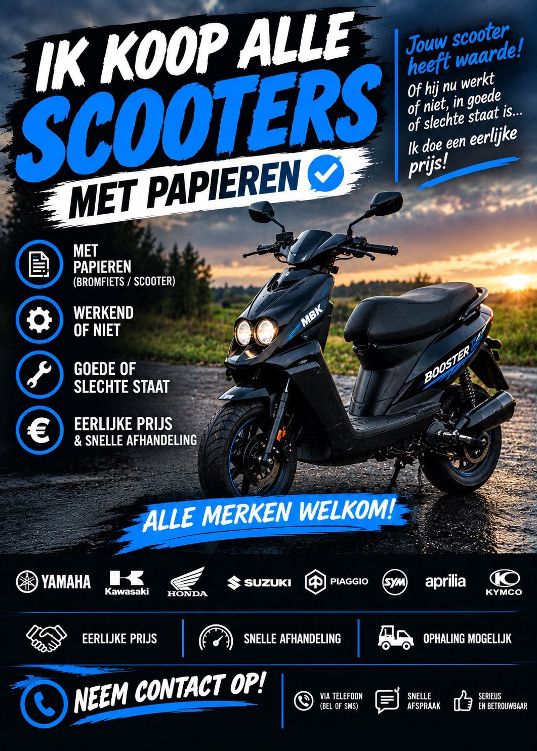 J'ACHÈTE TOUTES LES TROTTINETTES AVEC DES PAPIERS !, Vélos & Vélomoteurs, Neuf, Enlèvement ou Envoi, Classe B (45 km/h), Essence