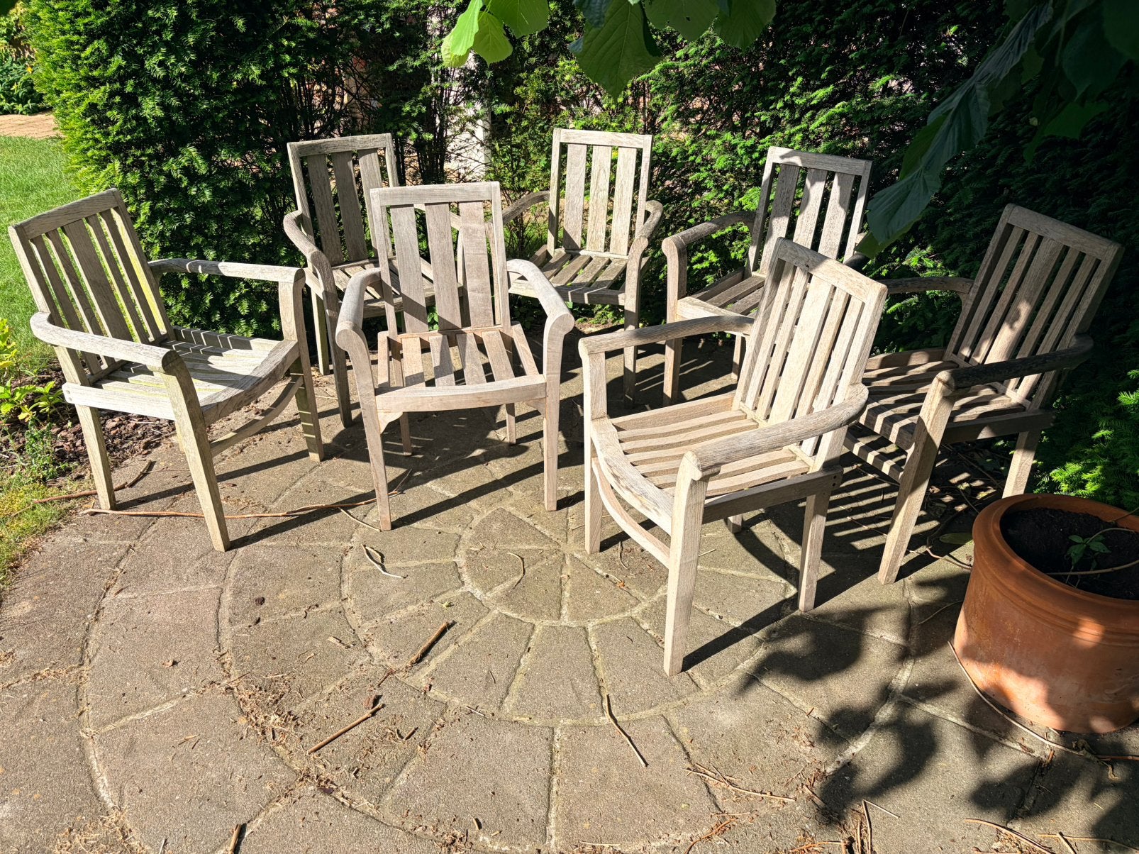 Tuinstoelen teak - 7 stuks, Tuin en Terras, Ophalen, Zo goed als nieuw