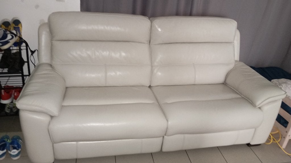 Lederen relax tweezit (elektrisch), Maison & Meubles, Canapés | Salons, 75 à 100 cm, Comme neuf, Enlèvement, Elektrisch uitschuifbaar