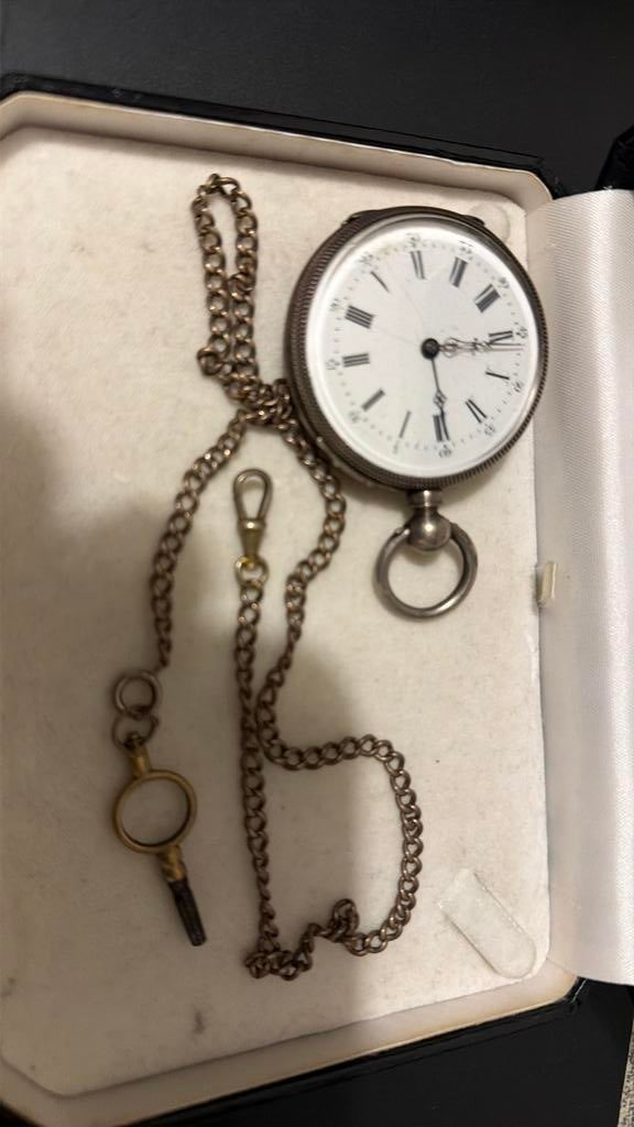 “Antiek Zwitsers zakhorloge, cylindre huit, 8 rubis,ca.1900”, Ophalen, Zilver, Zakhorloge