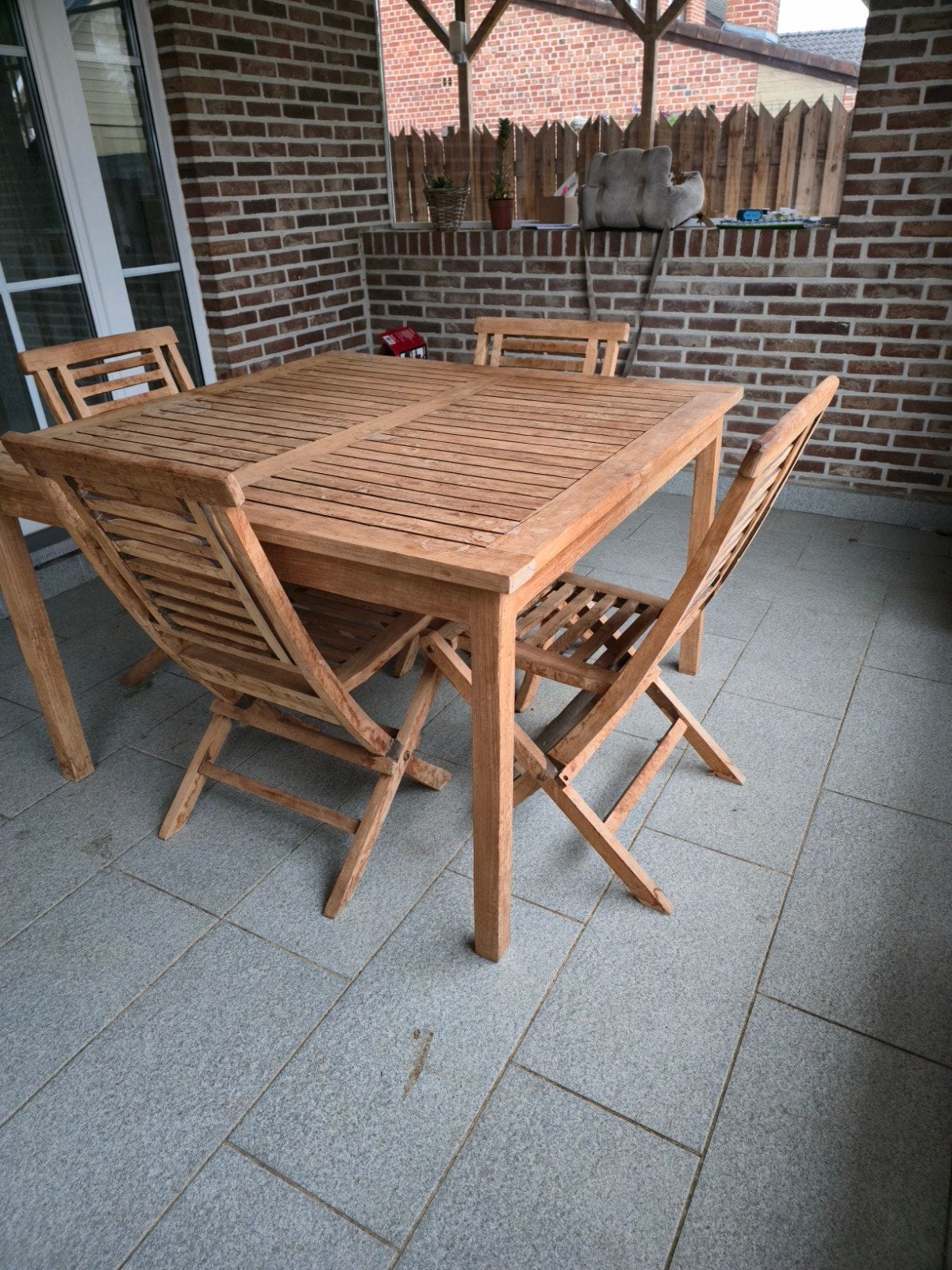 Tuin tafel met 4 stoelen, Ophalen, Hout