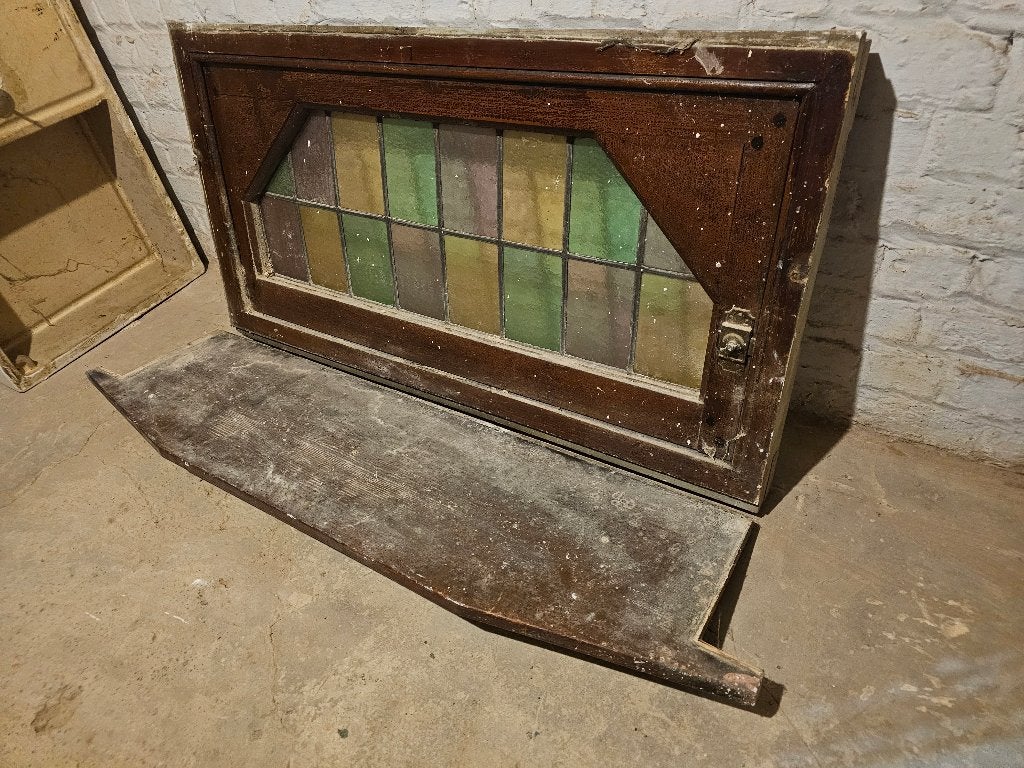 Imposte ancienne avec vitrail en verre coloré, Enlèvement, Utilisé, Fenêtre de façade ou Vitre, Vitrail