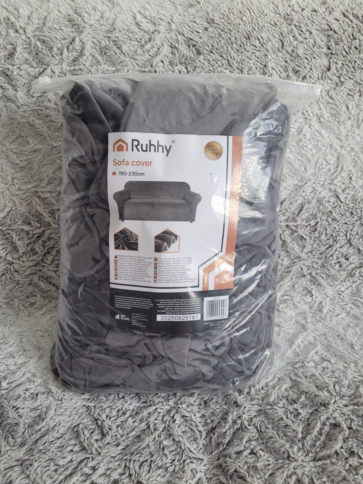 Housse de canapé extensible grise neuve RUHHY. Jamais utilis, Animaux & Accessoires, Enlèvement ou Envoi, S