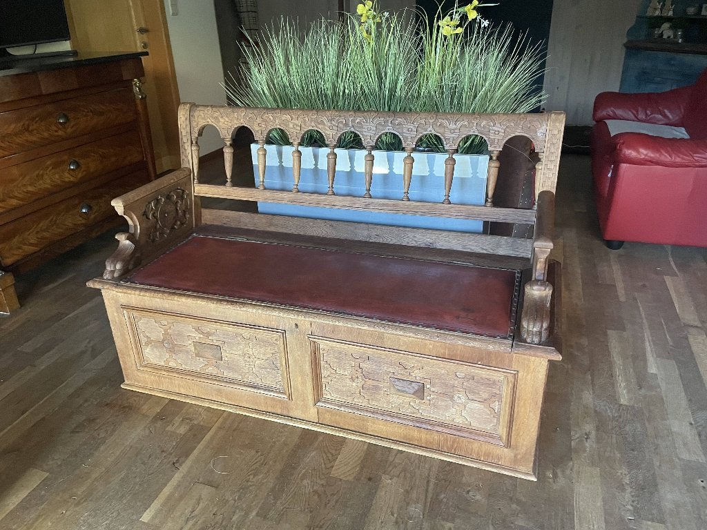 Banquette-coffre de style ancien, 100 à 150 cm, Enlèvement, Utilisé, 50 à 75 cm