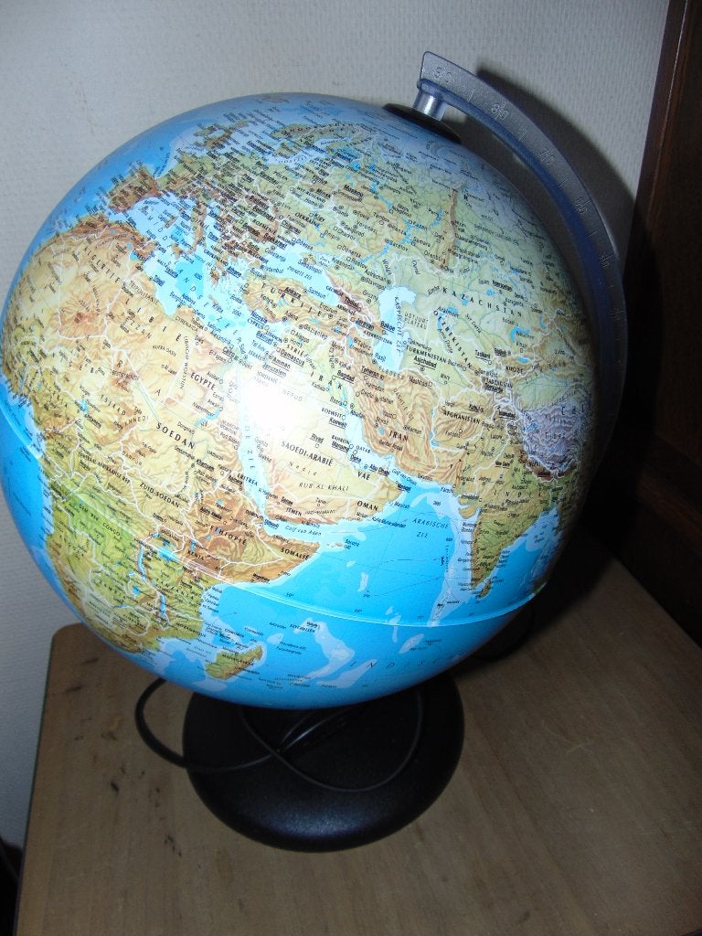 Wereldbol 40 cm, Ophalen of Verzenden, Verlicht, Zo goed als nieuw, Kunststof