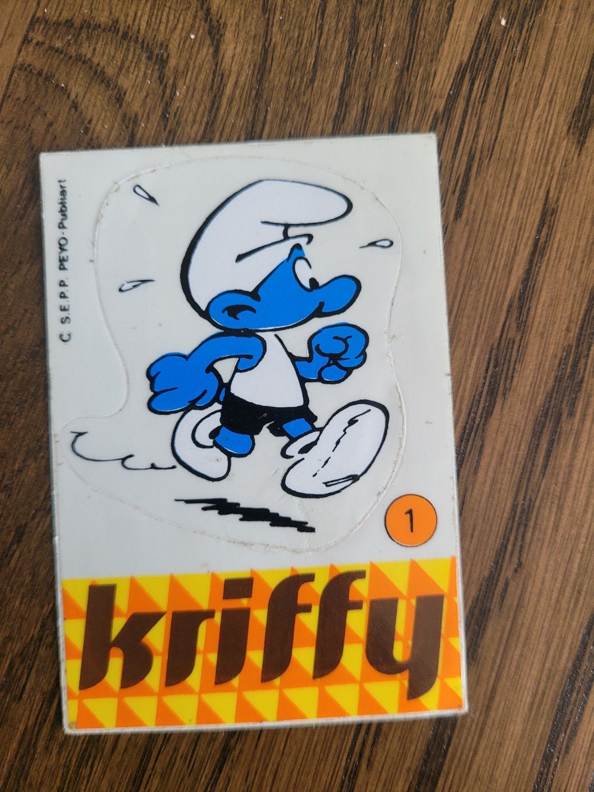 autocollant ancien Les Schtroumpfs Kriffy numéro 1, Collections, Enlèvement ou Envoi