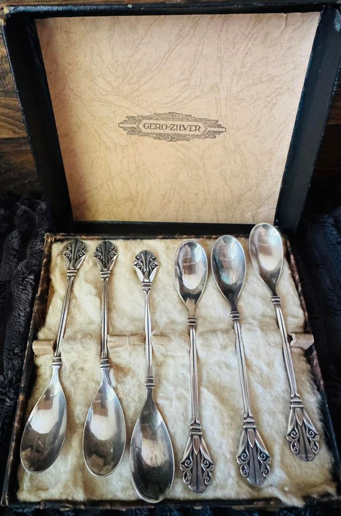 Gero Art Deco verzilverde theelepels, Antiek en Kunst, Antiek | Zilver en Goud, Zilver, Ophalen