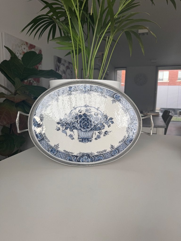 Groot vintage dienblad Delft Blauw, Kunr Ebelin, Ophalen of Verzenden, Dienblad