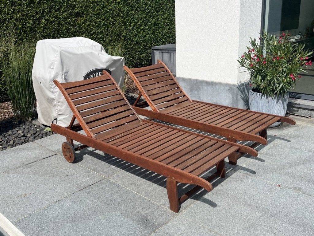 Ligbedden, Jardin & Terrasse, Chaises longues, Enlèvement, Comme neuf, Bois, Réglable