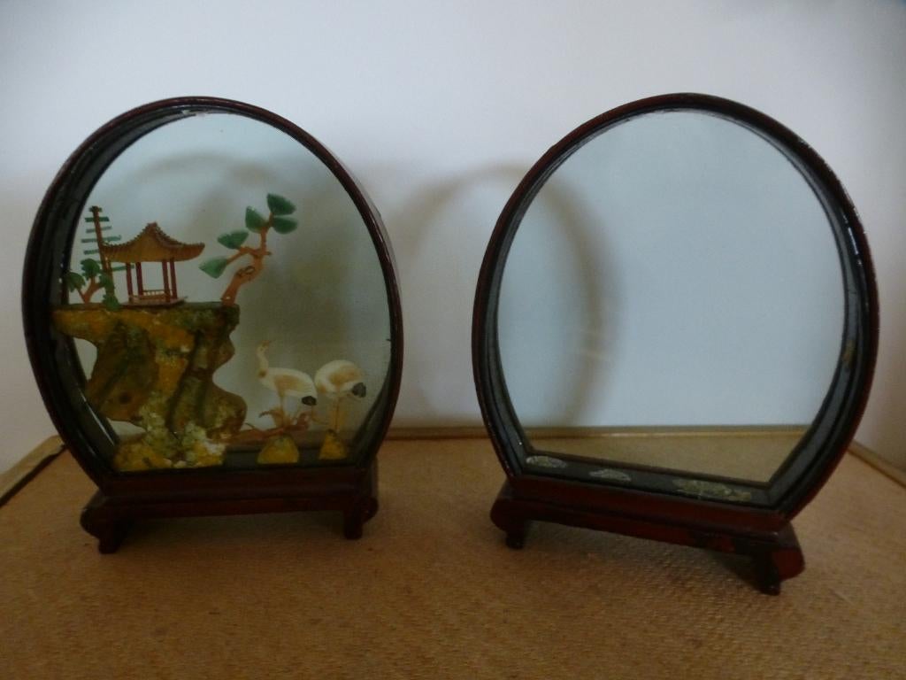 2 kleine Chinese dioramahouders, Antiek en Kunst, Ophalen of Verzenden