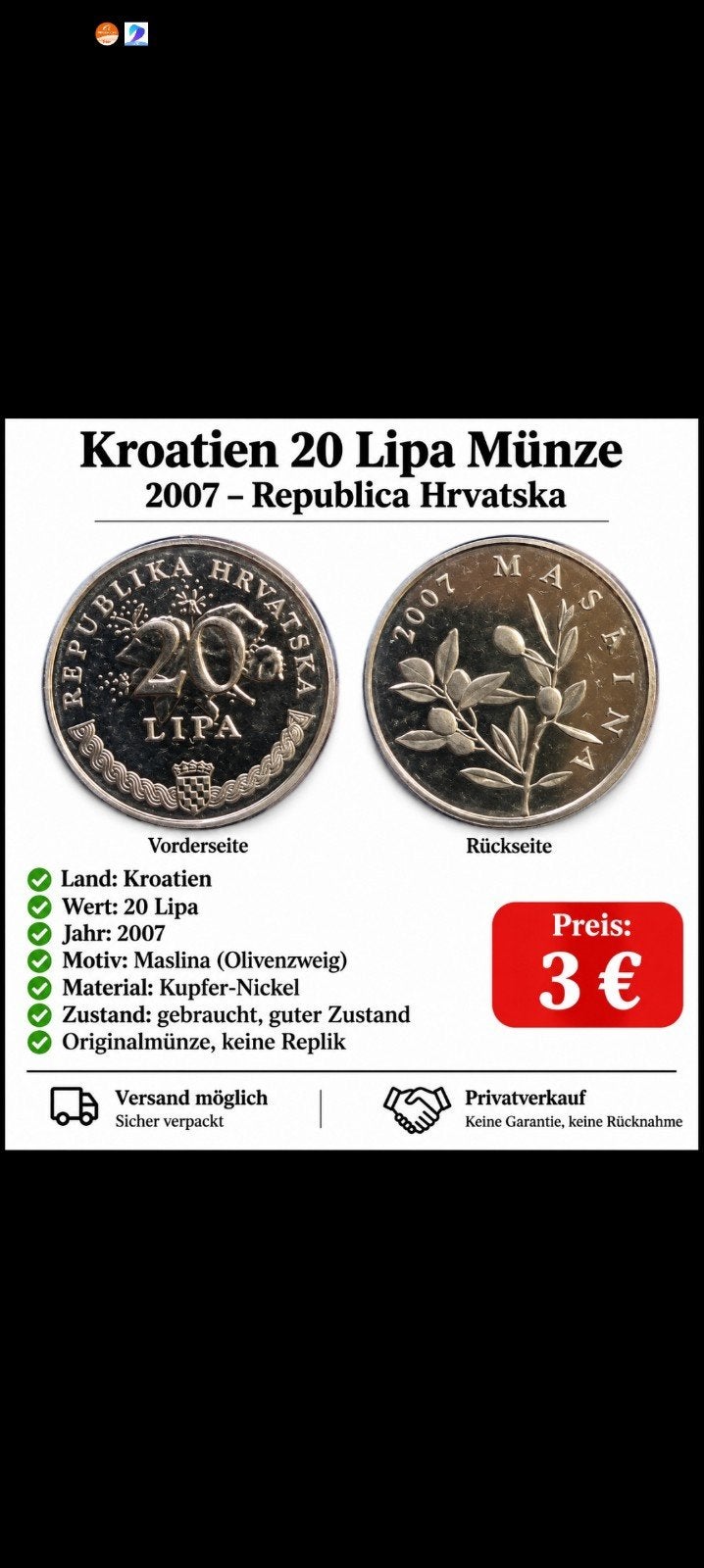 coin croatie, Enlèvement ou Envoi