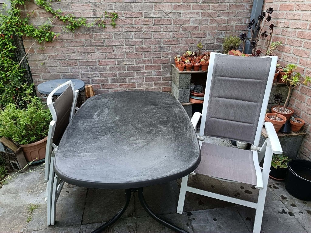 tuinmeubelen, Kunststof, Gebruikt, Tuinset, Eettafel