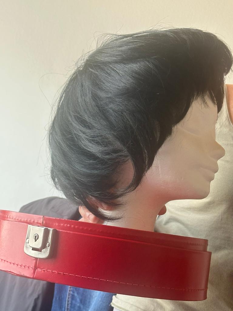 Boîte vintage rouge pour perruque / chapeau, Enlèvement
