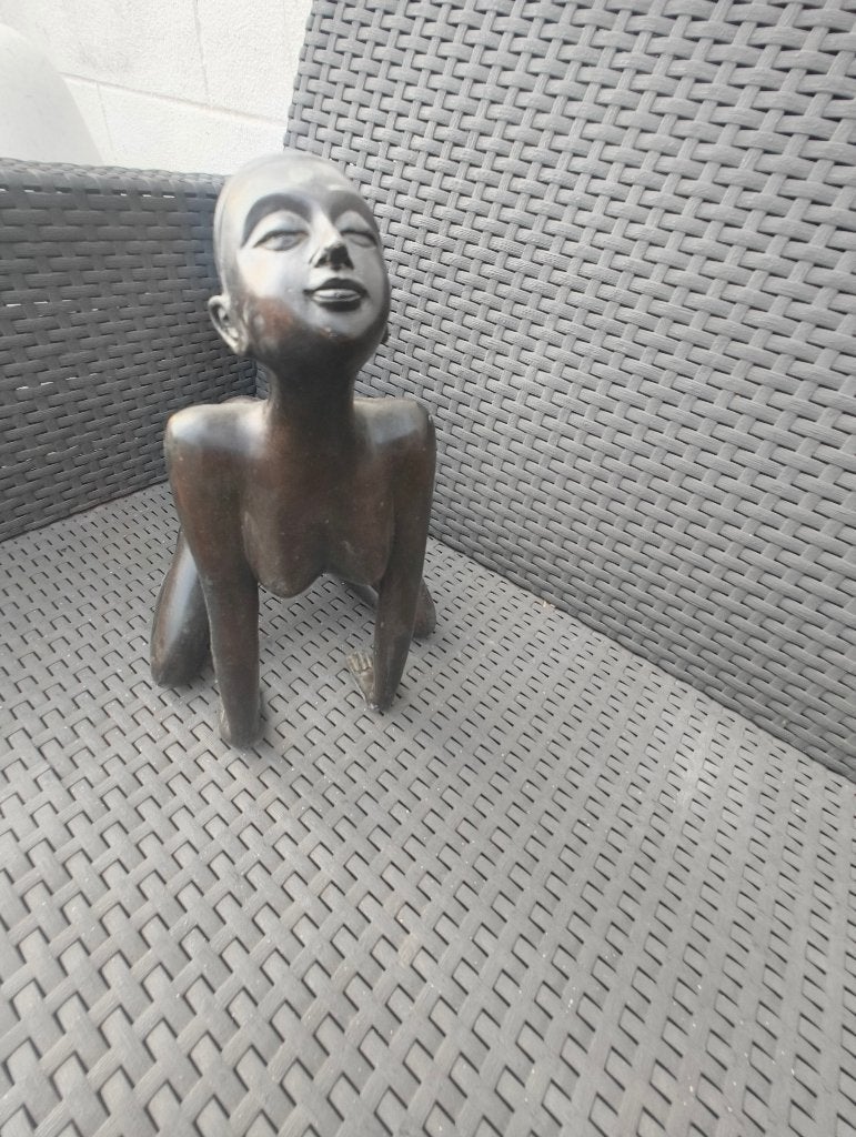 Massief Bronzen Beeld – Erotische Vrouwenfiguur / Naakt, Ophalen, Art deco, Beeld, Vrouw