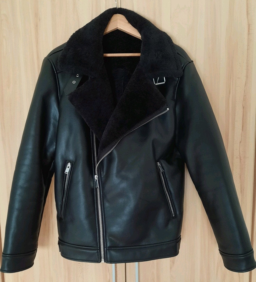 Nieuwe gevoerde leren heren jas - maat M/L - winterjas, Ophalen, Zara, Maat 48/50 (M), Zwart