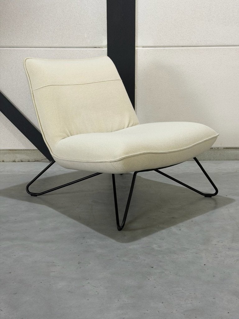 Rolf Benz Freistil 394 fauteuil - crèmekleurige stof, Huis en Inrichting, Ophalen, Gebruikt, 75 tot 100 cm, Metaal