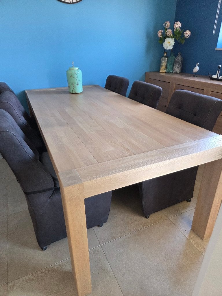 Table et chaises de salle à manger, Ophalen, 100 tot 150 cm, 200 cm of meer, Zo goed als nieuw