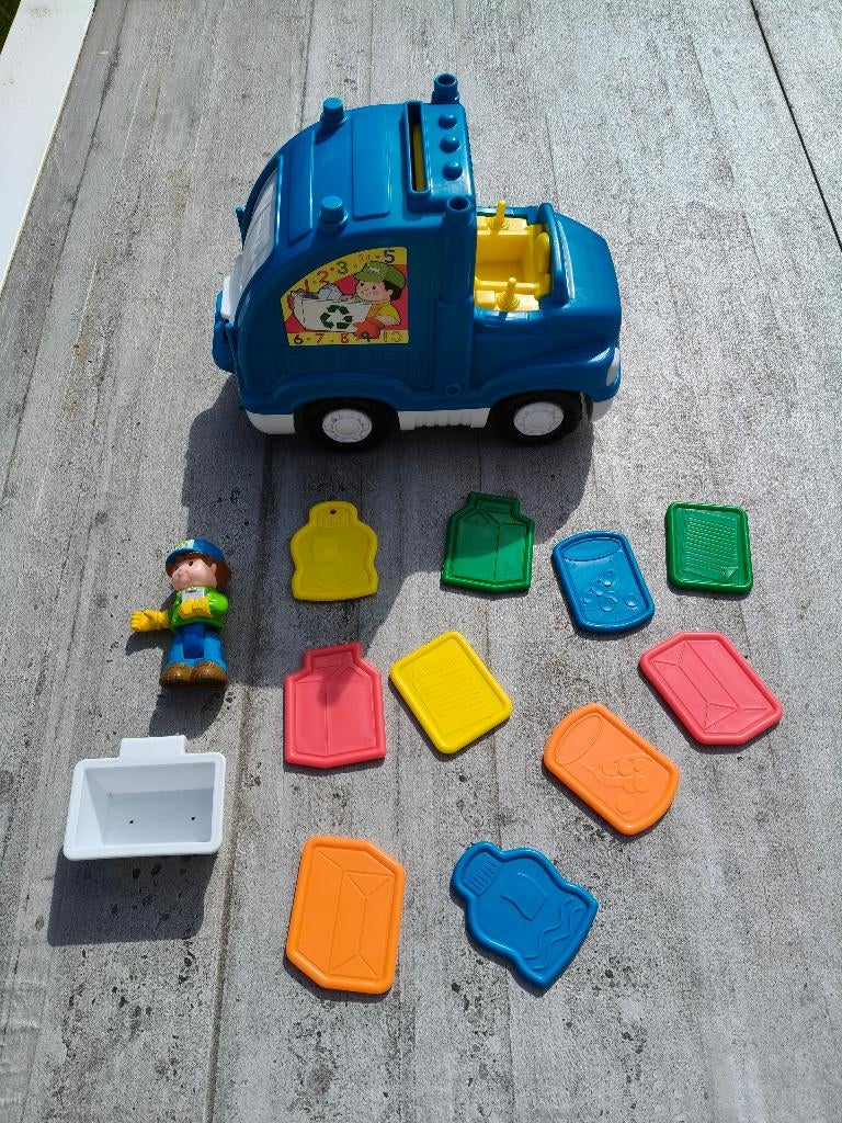 vintage Fisher-Price Little People vuilniswagen compleet, Ophalen of Verzenden, Gebruikt, Speelset, Met geluid