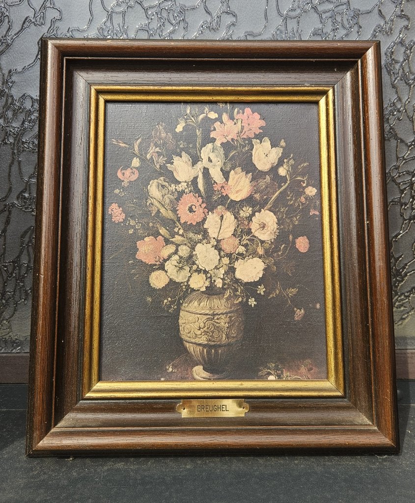 Stilleven bloemen in een vaas (kader: 33 cm x 30 cm), Antiek en Kunst, Ophalen, Bloemen