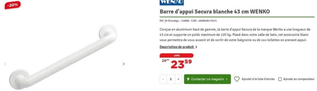 Barre d'appui pour sanitaire, Bricolage & Construction, Enlèvement