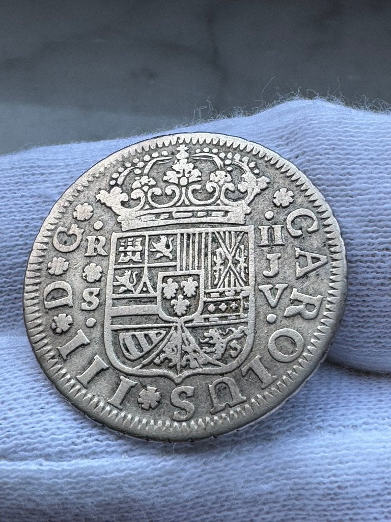 Espagne - 2 reales 1761 (Charles III, rare), Enlèvement ou Envoi, Autres pays, Monnaie en vrac, Argent