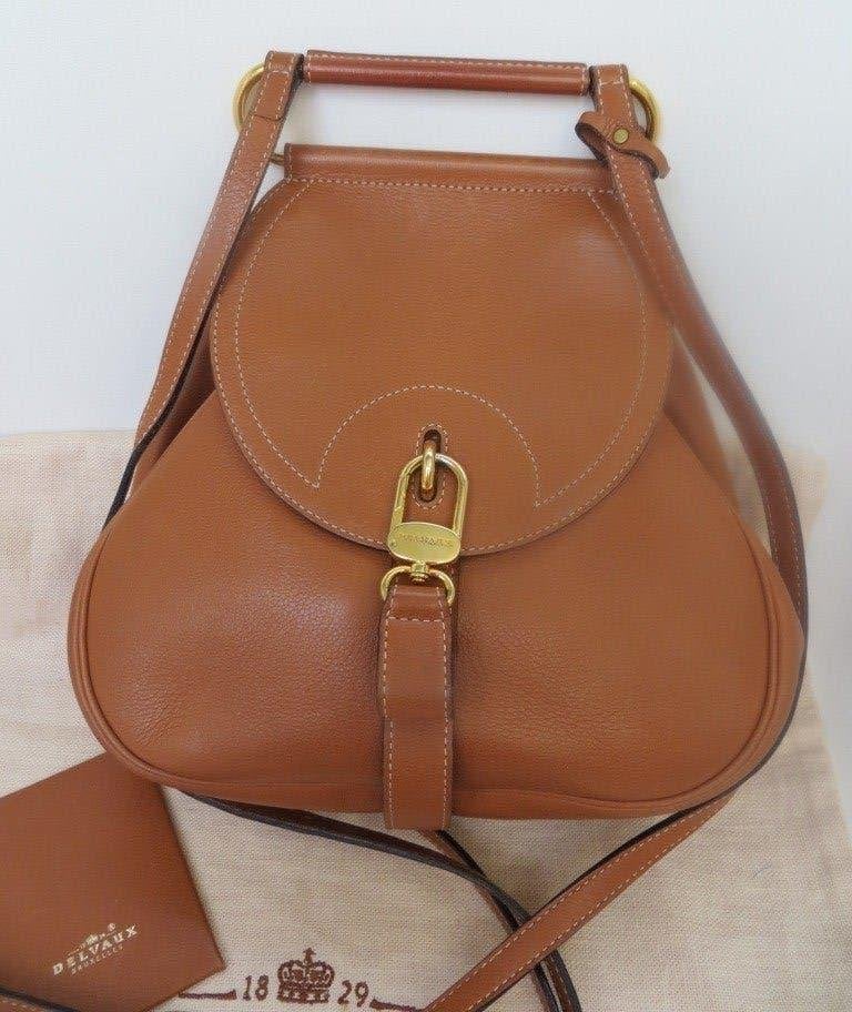 Delvaux Cerceau PM cognac handtas of schoudertas, Overige merken, Gebruikt, Overige kleuren, Ophalen of Verzenden