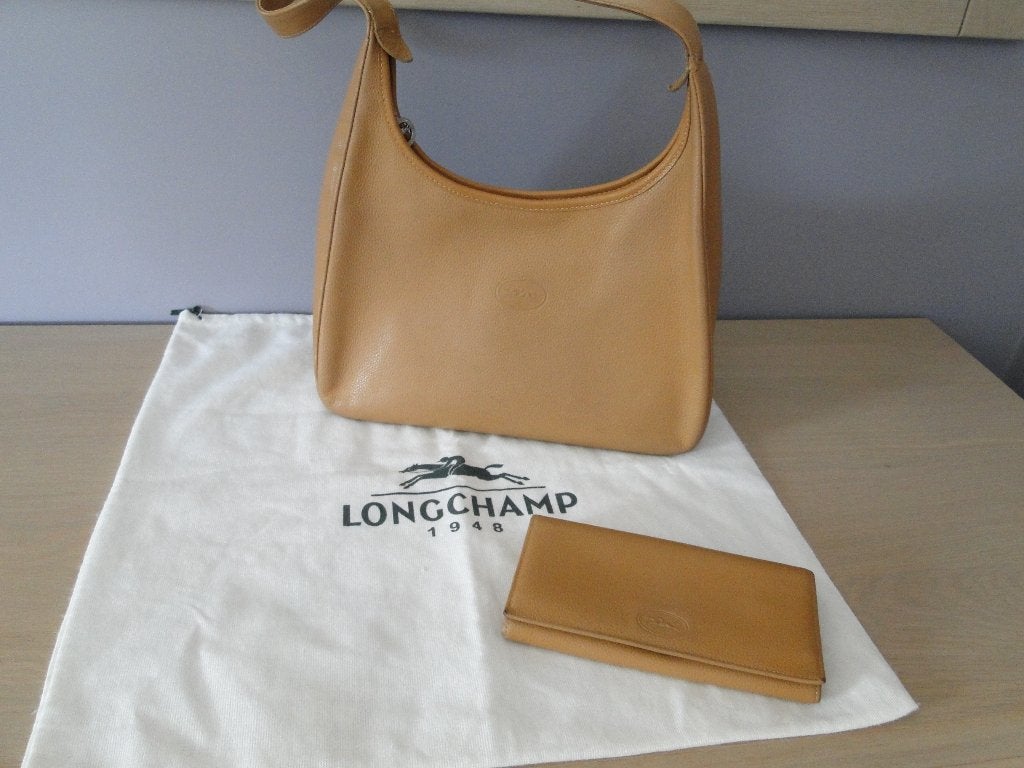Sac à main Longchamp et portefeuille assortis, Enlèvement ou Envoi, Utilisé, Jaune, Sac à main