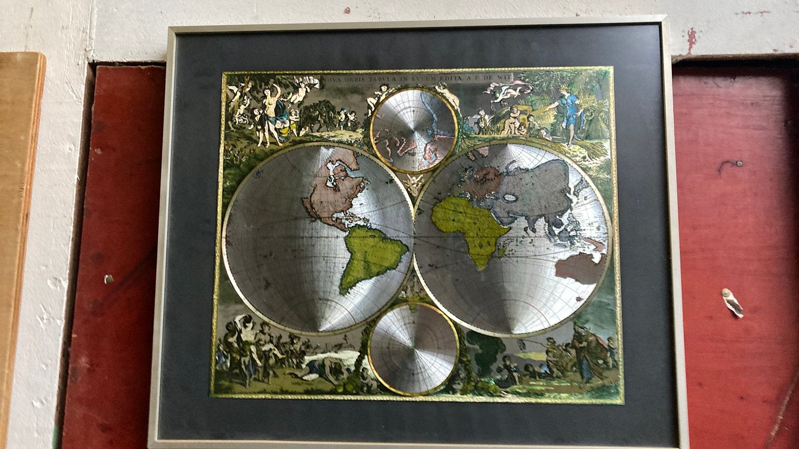 Wereldkaart gegraveerd, Antiek en Kunst, Ophalen
