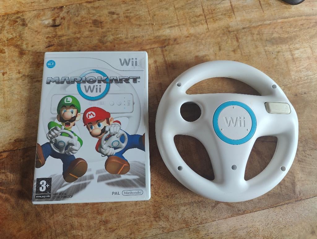 Nintendo Wii spelletje Super Mario Kart Wii met stuur, Ophalen of Verzenden, Zo goed als nieuw