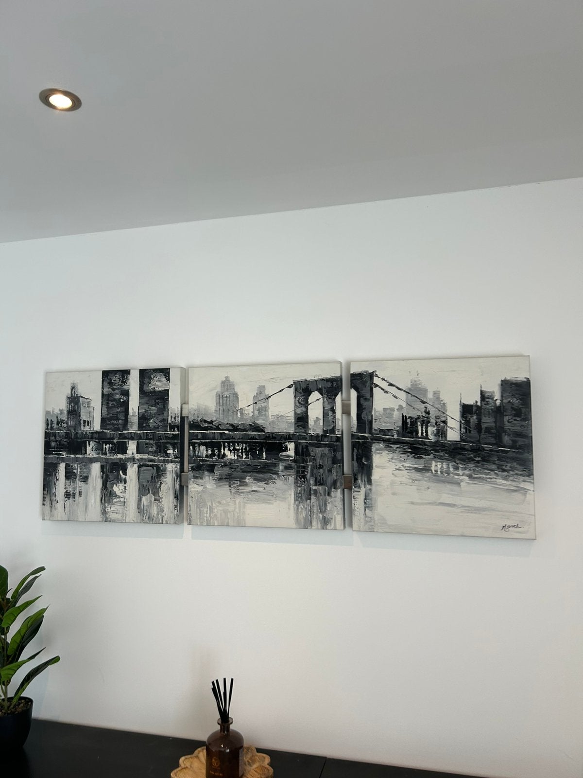 stijlvol 3-luik canvas schilderij met modern zwart-wit, Enlèvement