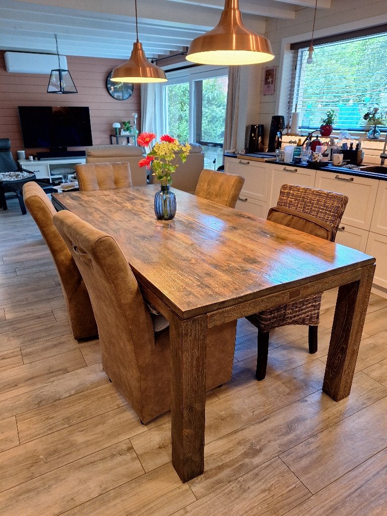 Tafel Teak 220 cm x 100 cm, Ophalen, Gebruikt, Teakhout, 200 cm of meer