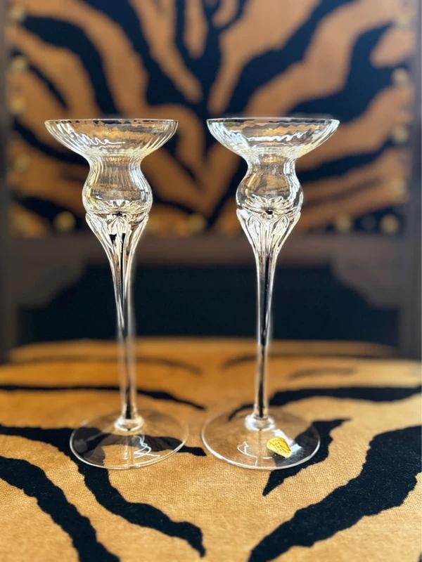 Vintage Belfor kristallen kandelaars (set van 2)Boheems glas, Antiek en Kunst, Ophalen of Verzenden