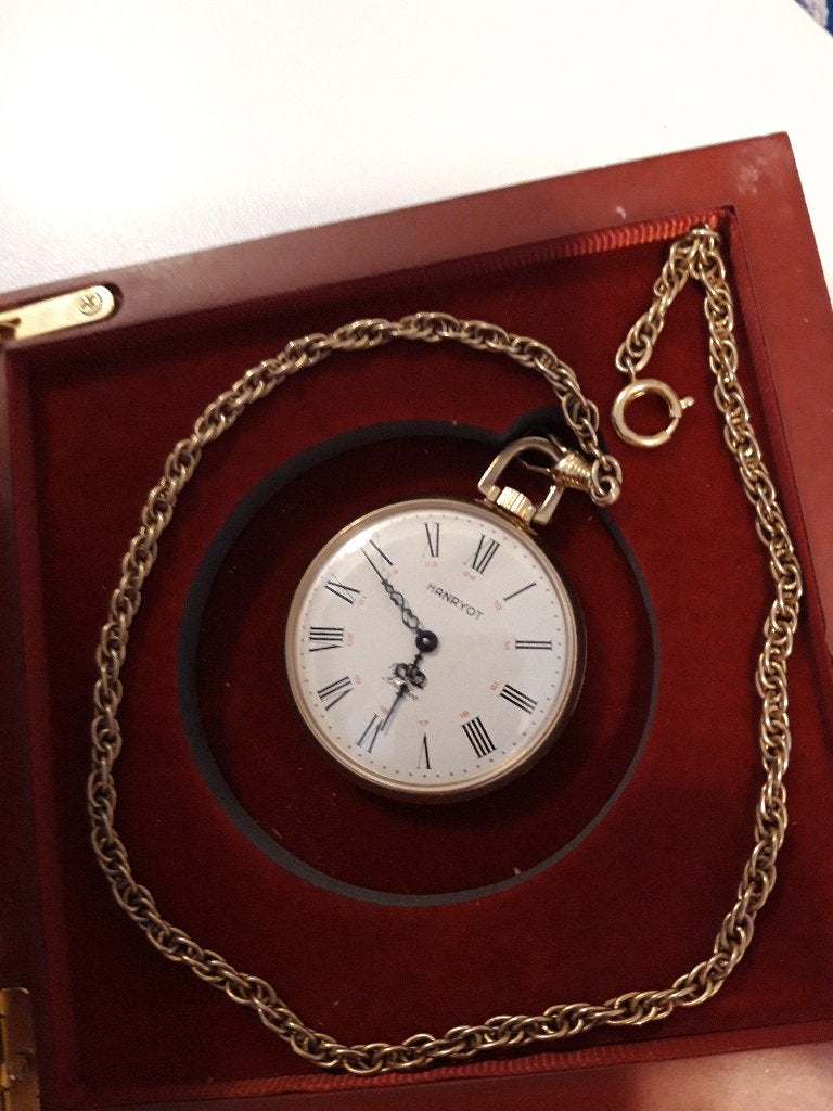 Montre de poche à remontage mécanique | Hanryot, Autres marques, 1930 à 1960, Montre de poche, Avec chaîne