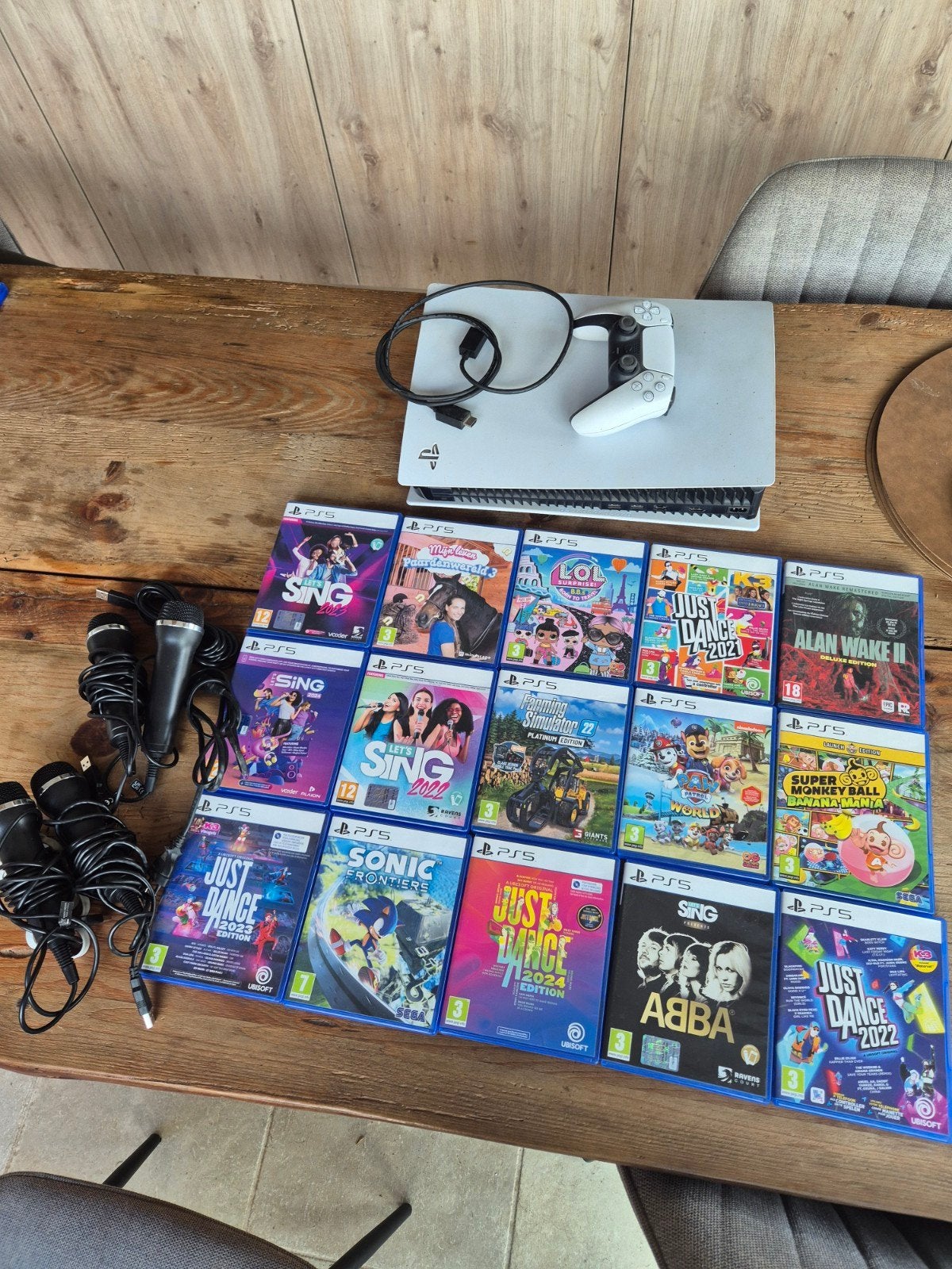 Playstation 5 disc edition + spelletjes + microfoons, Ophalen, Met games, Overige kleuren, Zo goed als nieuw