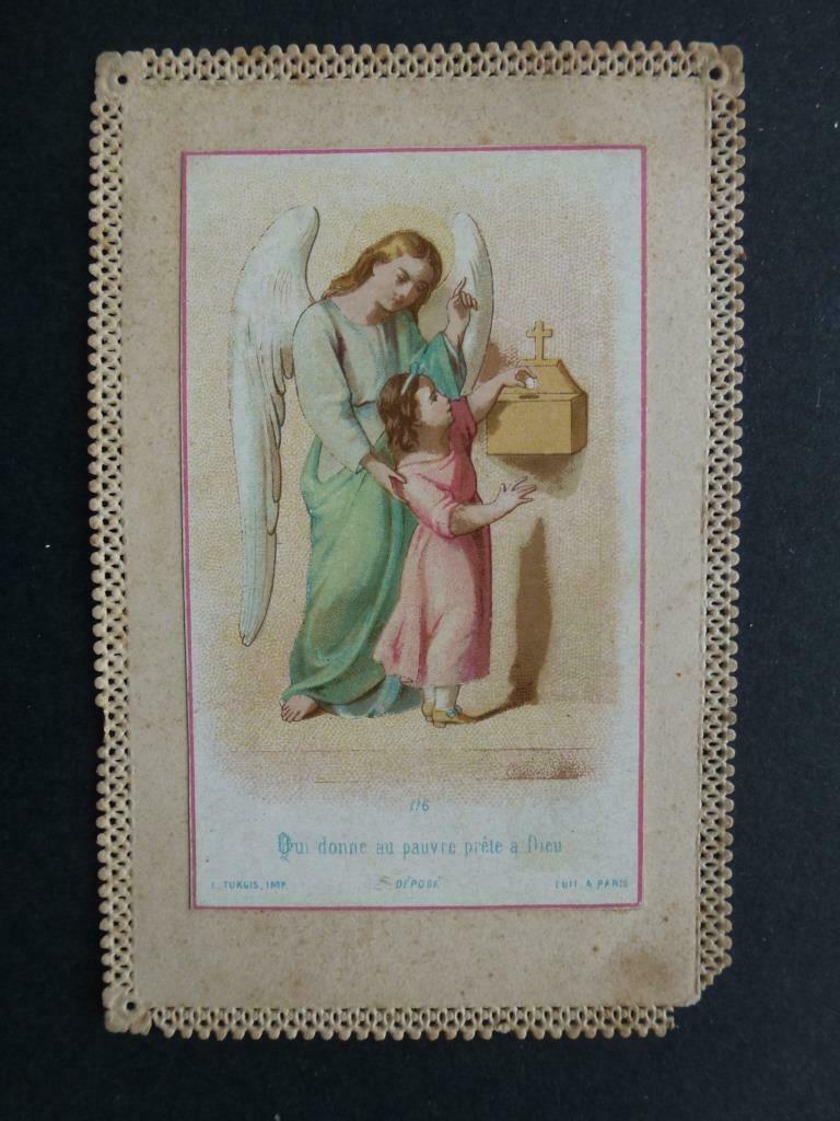 oud bidprentje Qui donne au pauvre prête a Dieu, Verzenden, Bidprentje