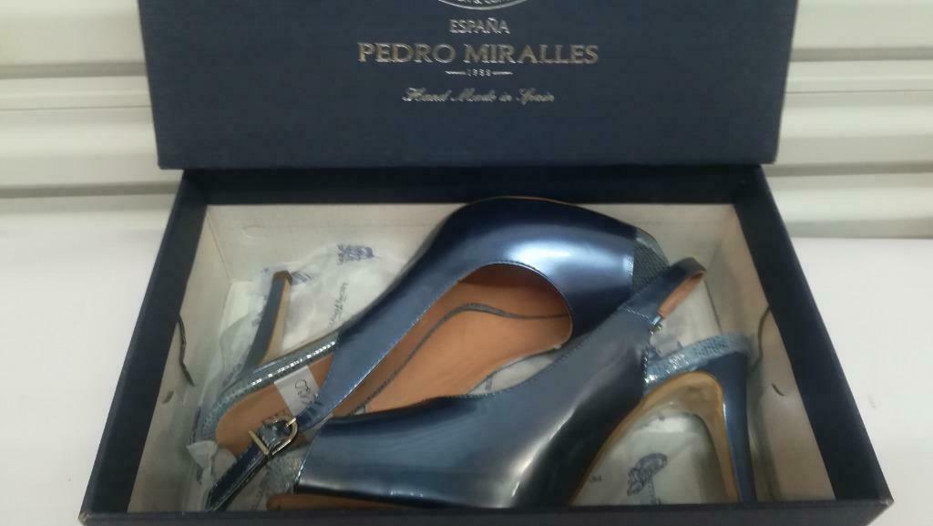 290B* PEDRO MIRALLES sexy sandales bleues cuir (41), Escarpins, Bleu, Envoi, Neuf