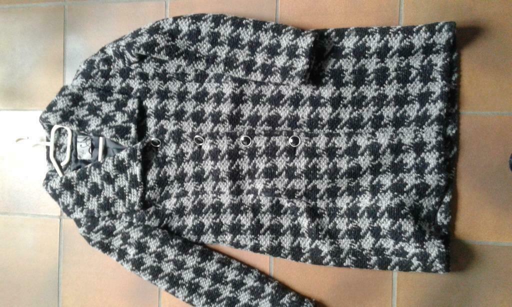 Geruite damesmantel D'Auvry maat 42, Enlèvement, Comme neuf, Taille 42/44 (L), Noir