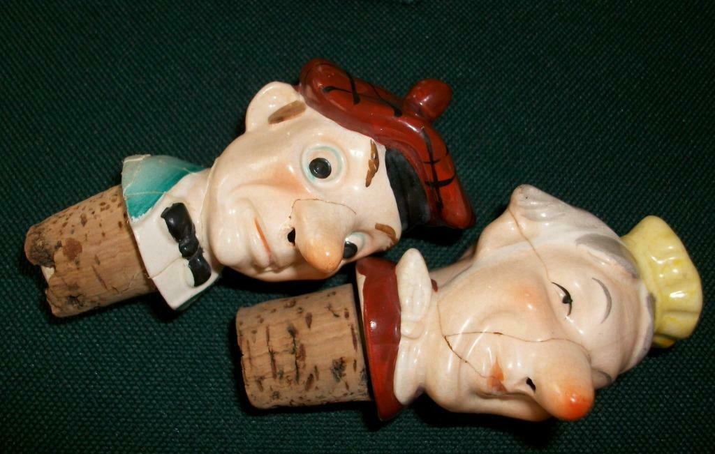 Te koop: Retro, twee porseleinen hoofdjes, stoppen voor fles, Antiek en Kunst, Ophalen