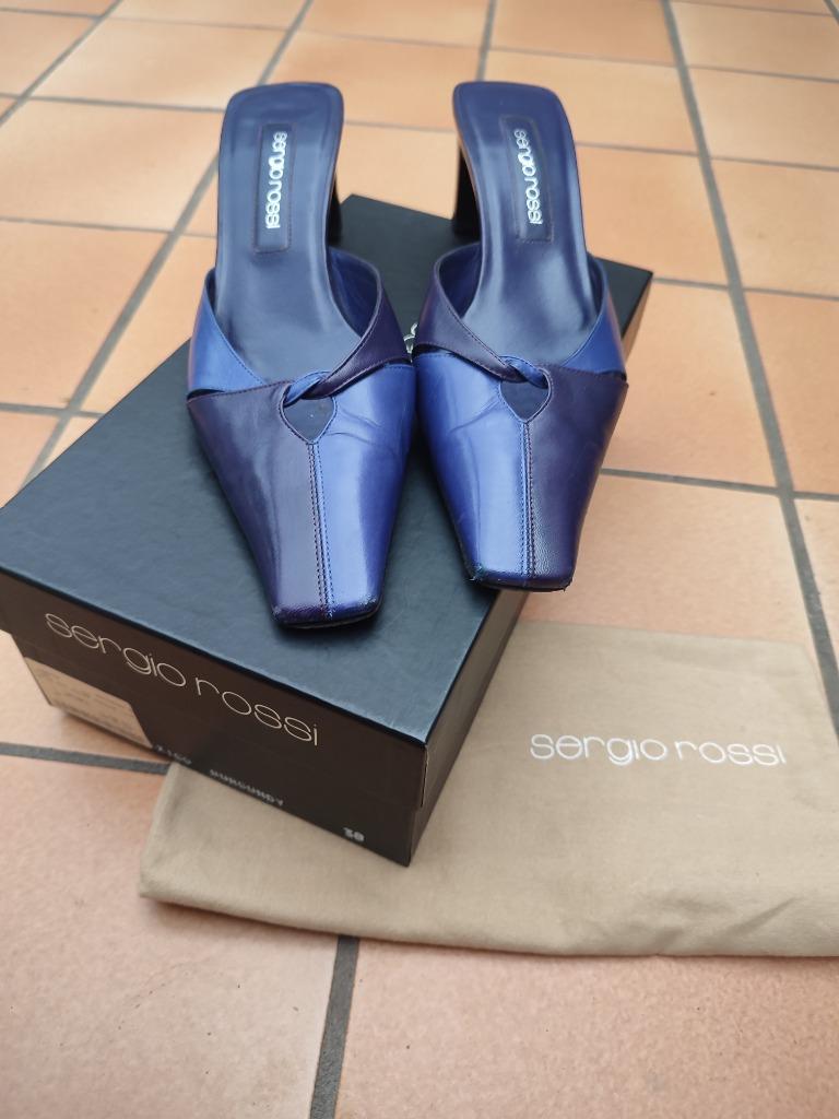 Schoenen sergio rossi 37,5, Blauw, Instappers, Ophalen of Verzenden, Gedragen