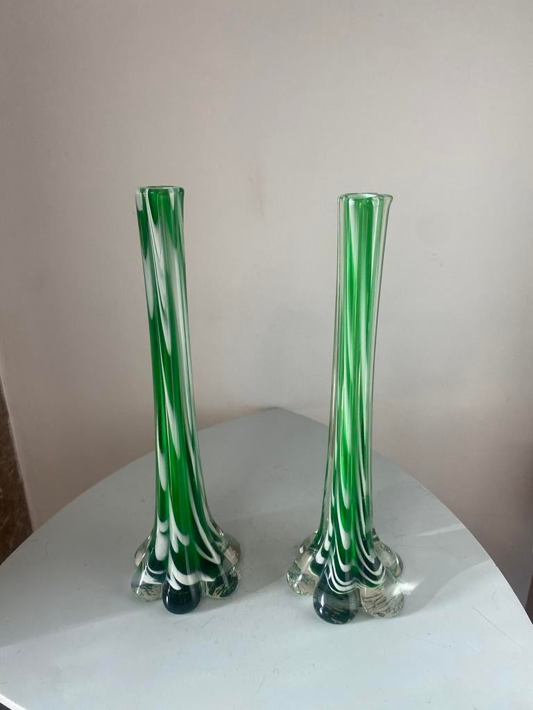 Vase  vintage Murano paire de soliflore, Enlèvement ou Envoi