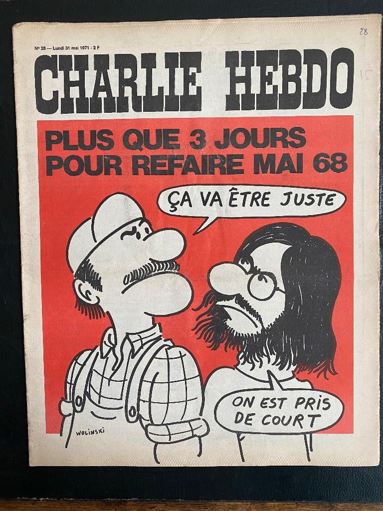 Charlie Hebdo 28 uit "1971" - WOLINSKI, Verzamelen, Tijdschriften, Kranten en Knipsels, Tijdschrift, 1960 tot 1980, Ophalen of Verzenden