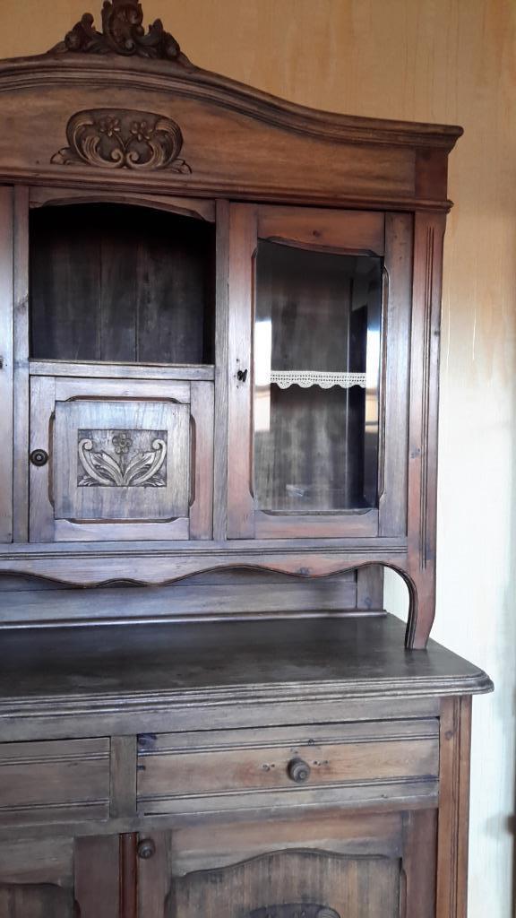 ARMOIRE ANCIENNE 2 pièces Vitrine ancienne Liège deuxcorps, Enlèvement