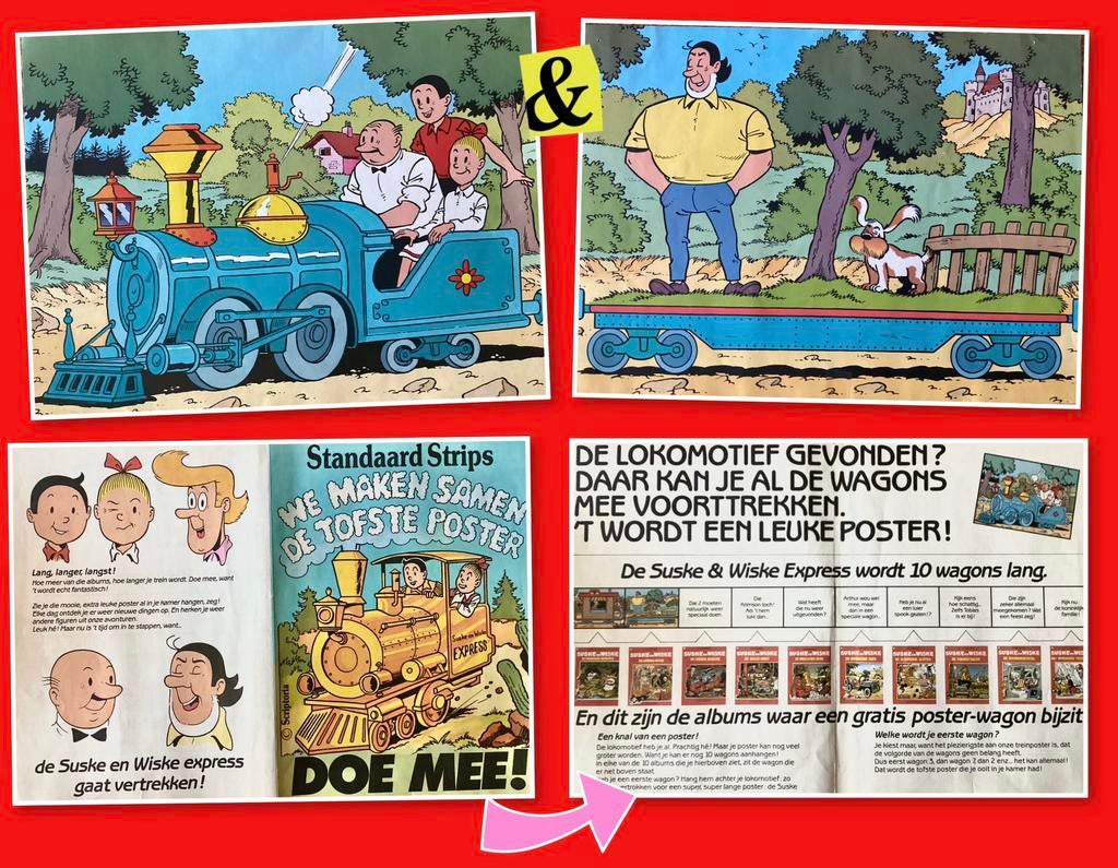 ♦️S&W🗯️ 2 Trein Posters + folder 🚂🚃, Verzamelen, Ophalen of Verzenden, Suske en Wiske, Gebruikt, Plaatje, Poster of Sticker