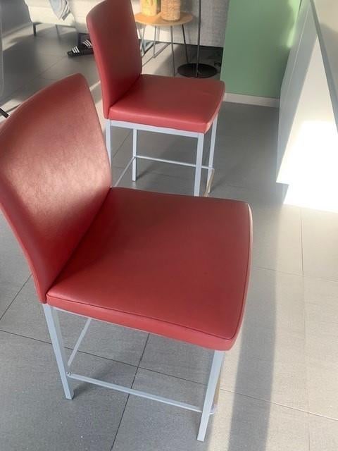 4 Barstoelen Perfecta Rood, Maison & Meubles, Tabourets de bar, 90 cm ou plus, Avec repose-pieds, 4 tabourets, Enlèvement